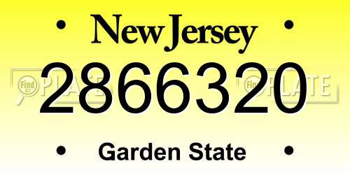 2866320 New Jersey License Plate