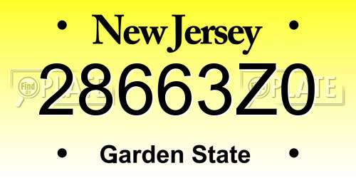 28663Z0 New Jersey License Plate