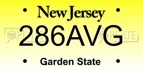 286AVG New Jersey License Plate