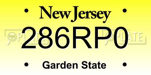 286RP0 New Jersey License Plate