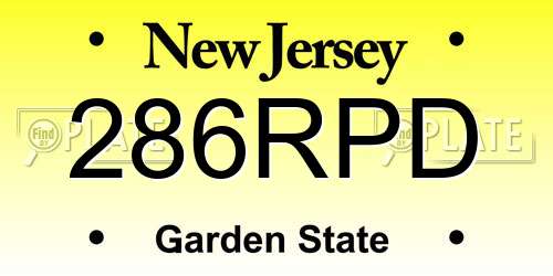 286RPD New Jersey License Plate