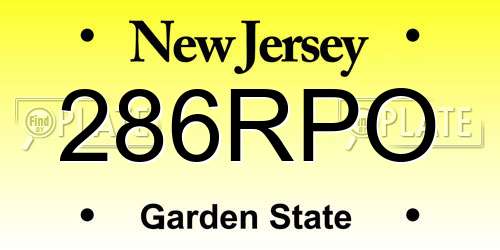 286RPO New Jersey License Plate