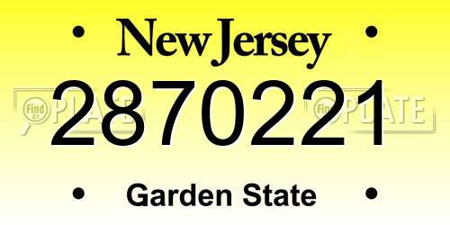 2870221 New Jersey License Plate