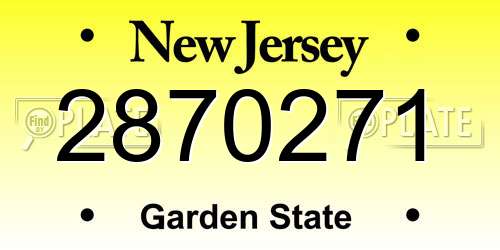 2870271 New Jersey License Plate