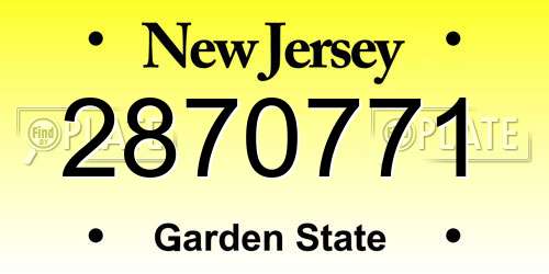 2870771 New Jersey License Plate