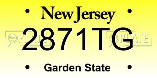 2871TG New Jersey License Plate