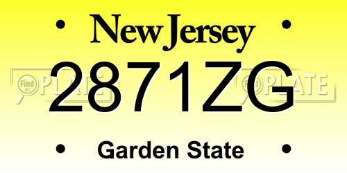 2871ZG New Jersey License Plate