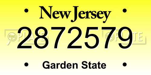 2872579 New Jersey License Plate