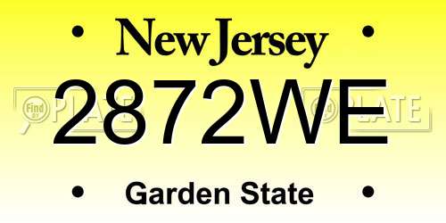 2872WE New Jersey License Plate