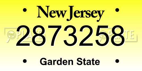2873258 New Jersey License Plate