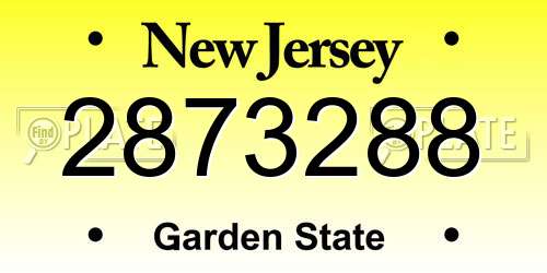 2873288 New Jersey License Plate