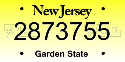 2873755 New Jersey License Plate