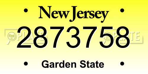 2873758 New Jersey License Plate