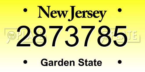 2873785 New Jersey License Plate