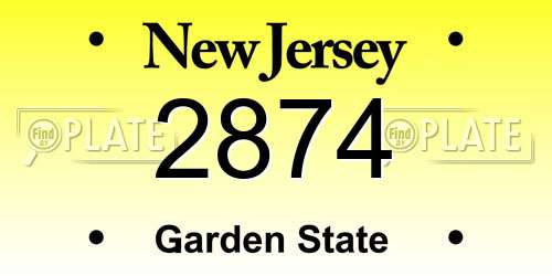 2874 New Jersey License Plate