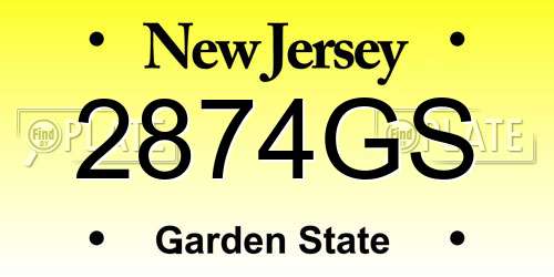 2874GS New Jersey License Plate