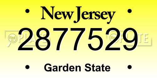 2877529 New Jersey License Plate
