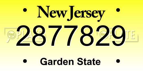 2877829 New Jersey License Plate
