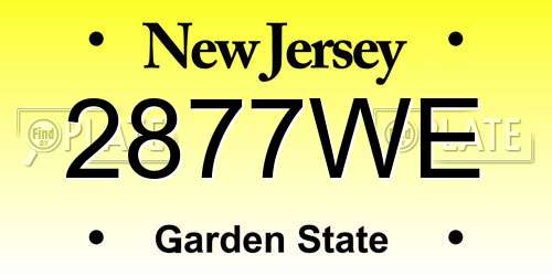 2877WE New Jersey License Plate