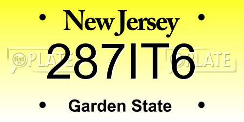 287IT6 New Jersey License Plate