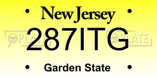 287ITG New Jersey License Plate