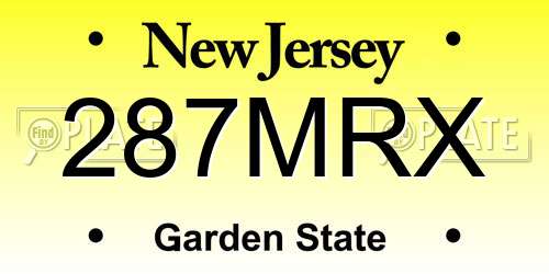 287MRX New Jersey License Plate
