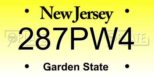 287PW4 New Jersey License Plate