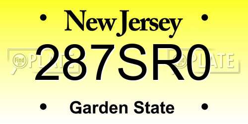 287SR0 New Jersey License Plate