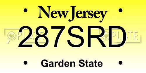 287SRD New Jersey License Plate