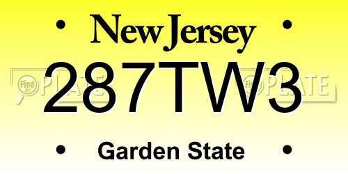 287TW3 New Jersey License Plate