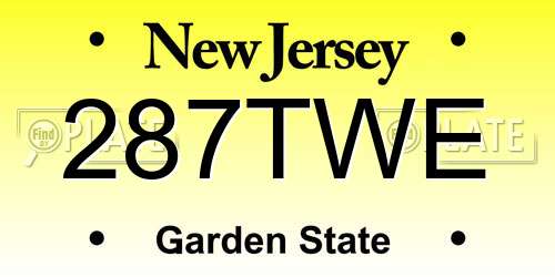 287TWE New Jersey License Plate