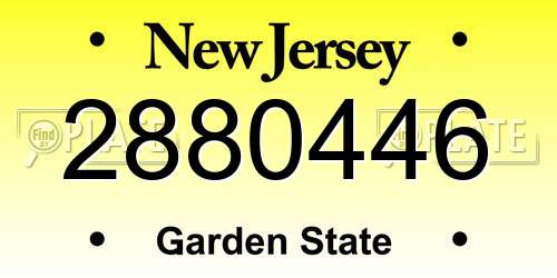 2880446 New Jersey License Plate