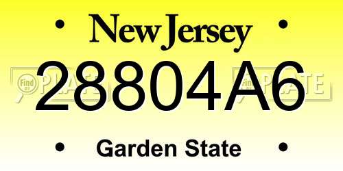 28804A6 New Jersey License Plate