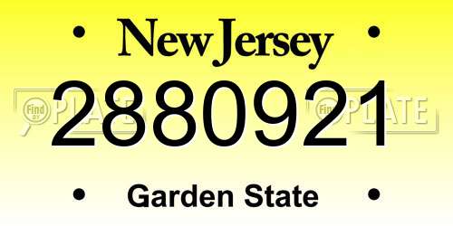 2880921 New Jersey License Plate
