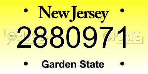 2880971 New Jersey License Plate