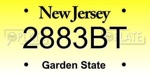 2883BT New Jersey License Plate