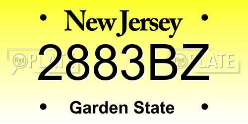 2883BZ New Jersey License Plate