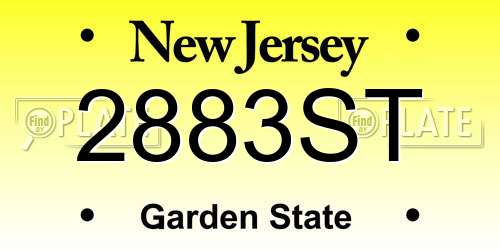 2883ST New Jersey License Plate