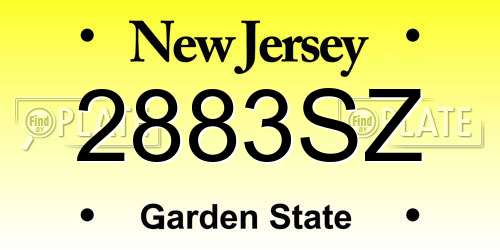 2883SZ New Jersey License Plate
