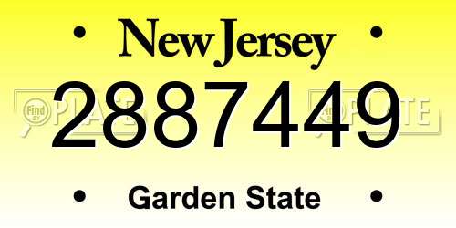 2887449 New Jersey License Plate