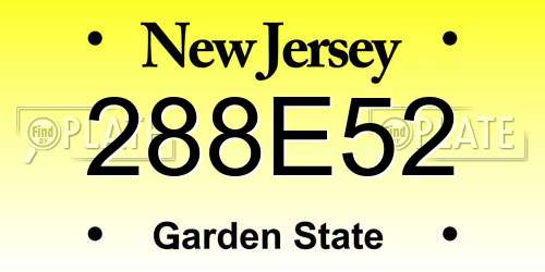 288E52 New Jersey License Plate