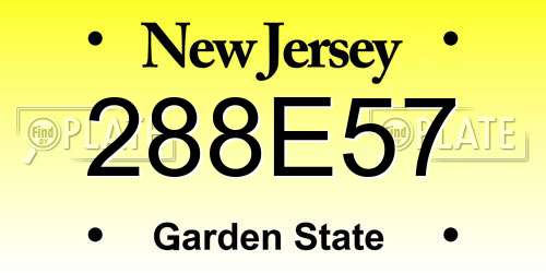 288E57 New Jersey License Plate