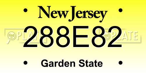 288E82 New Jersey License Plate