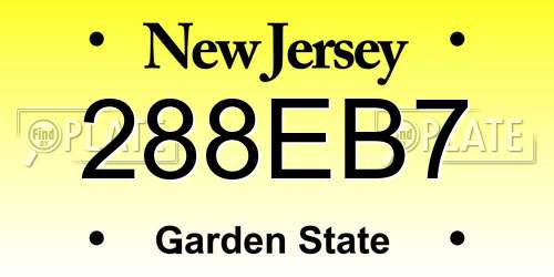 288EB7 New Jersey License Plate