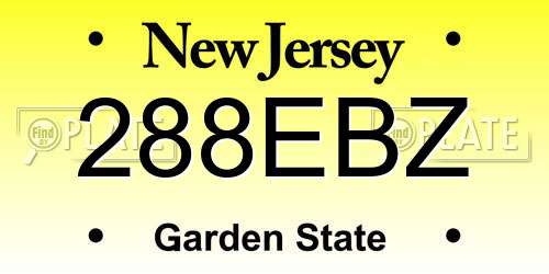 288EBZ New Jersey License Plate