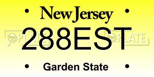 288EST New Jersey License Plate