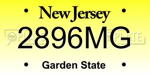 2896MG New Jersey License Plate