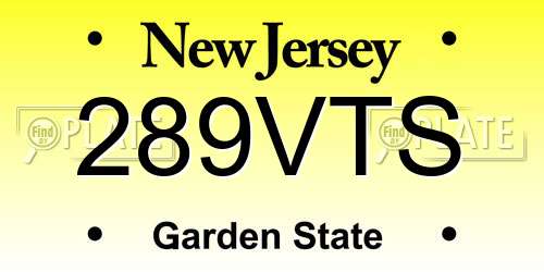 289VTS New Jersey License Plate