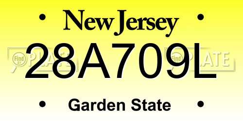 28A709L New Jersey License Plate