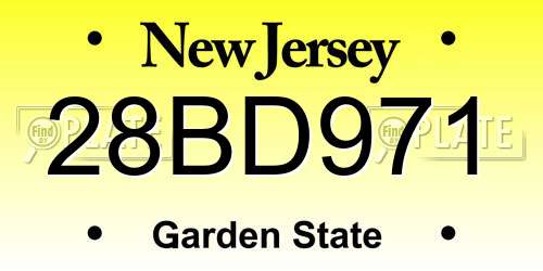 28BD971 New Jersey License Plate